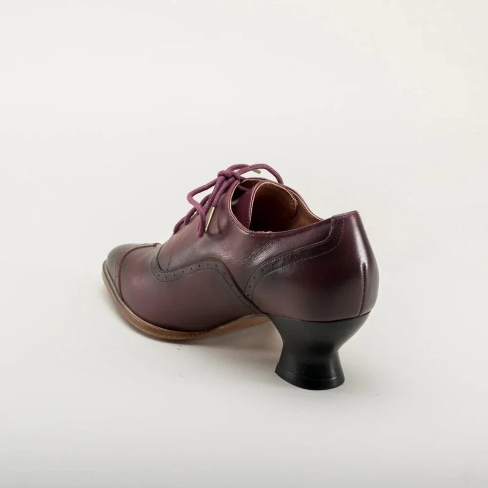 NEW NWOT American Duchess Brown/Burgandy Londoner Oxford Shoes 2 in heel Sz 6.5 - Picture 5 of 15